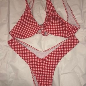 Zaful Red Gingham Bikini Set